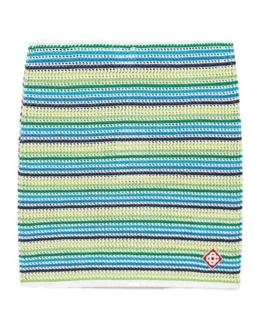 Casablanca Blue Logo Patch Striped Knitted Mini Skirt