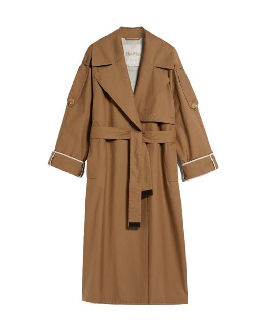 Max Mara Brown Waterproof Twill Trench Coat