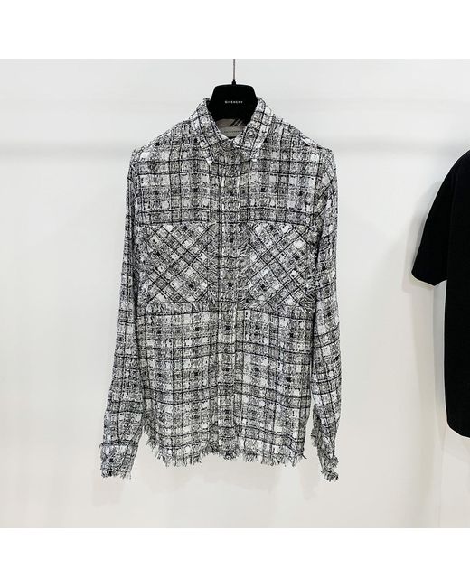 Faith Connexion White Shirt With Frayed Edges And Checked Outside