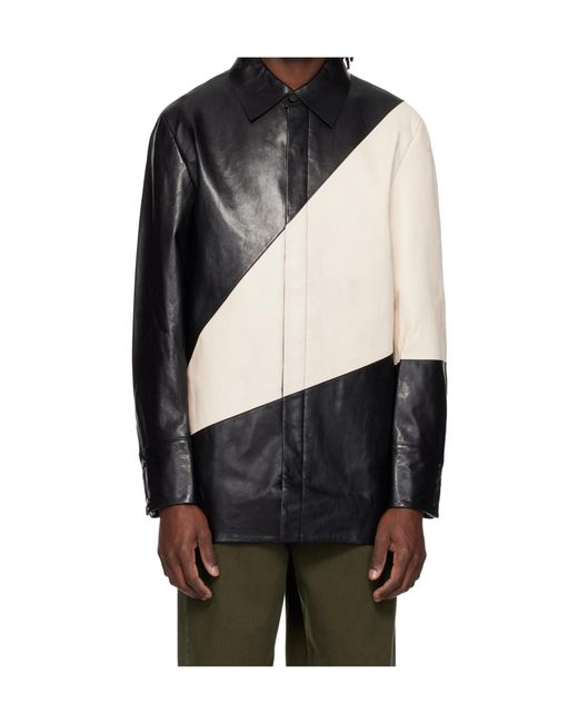 Entire studios Black Block Leather Shirt for men