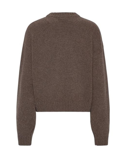 ROTATE BIRGER CHRISTENSEN Brown Logo Crewneck Knitted Sweater