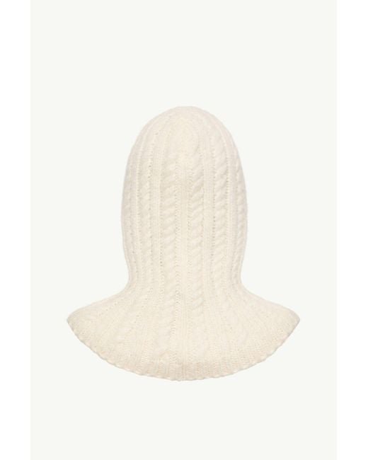 Moncler White Cable Knit Alpaca Blend Balaclava
