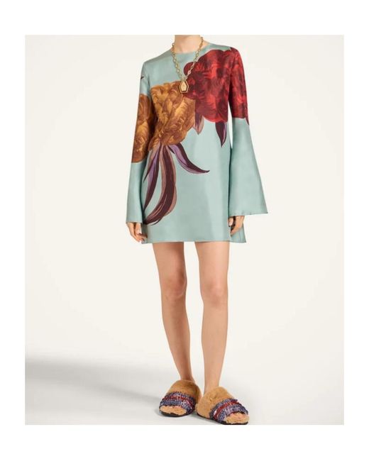 LaDoubleJ Blue Supremes Swing Floral-Print Mini Dress