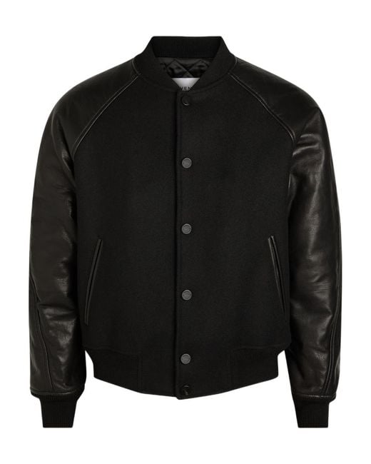 Givenchy Black Logo-Appliquéd Leather And Wool Bomber Jacket for men