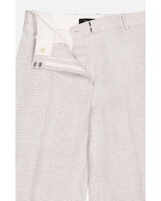Theory White Pressed Crease Houndstooth-Pattern Trousers