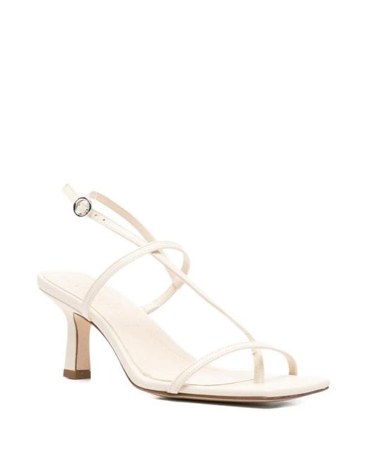 Aeyde White Square-Toe High-Heeled Sandals