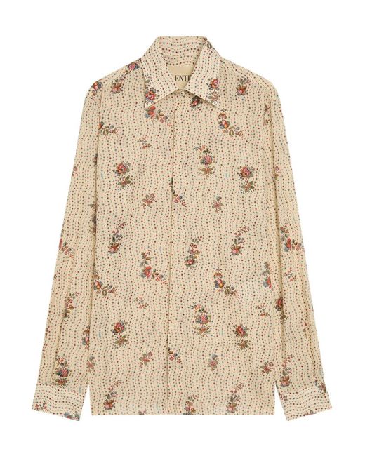 Valentino Natural Floral-Print Cotton Shirt for men