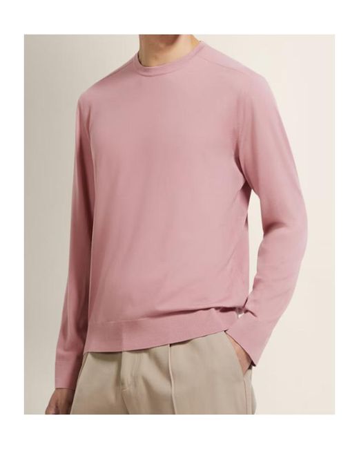 Zegna Pink Light Vellus Aureum Crewneck for men