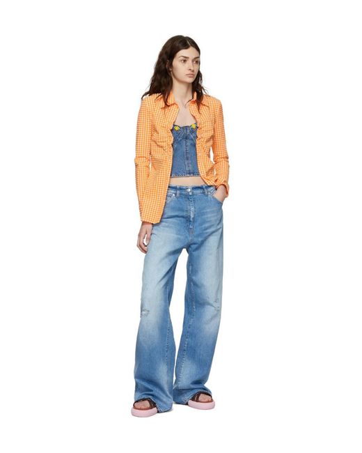 MSGM Orange Checkered Shirt