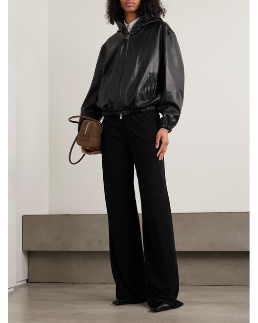 Nour Hammour Black Leo Hooded Patchwork Leather Jacket
