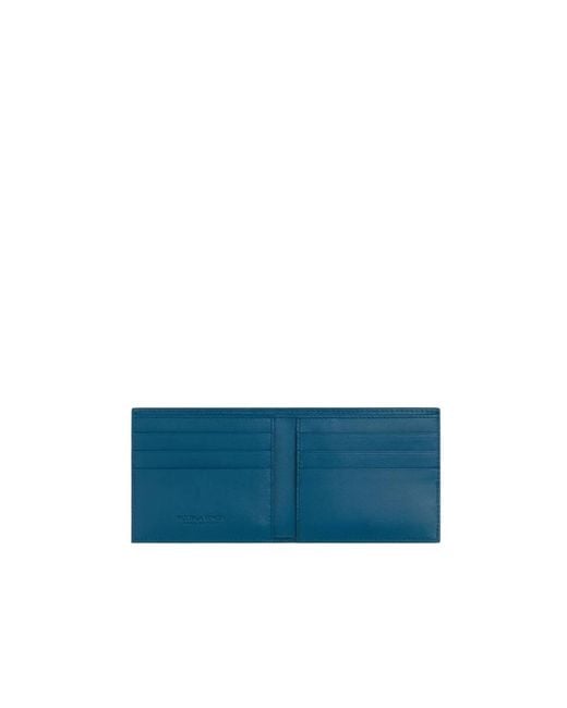 Bottega Veneta Blue Bi-Fold Knitted Double Fold Wallet for men