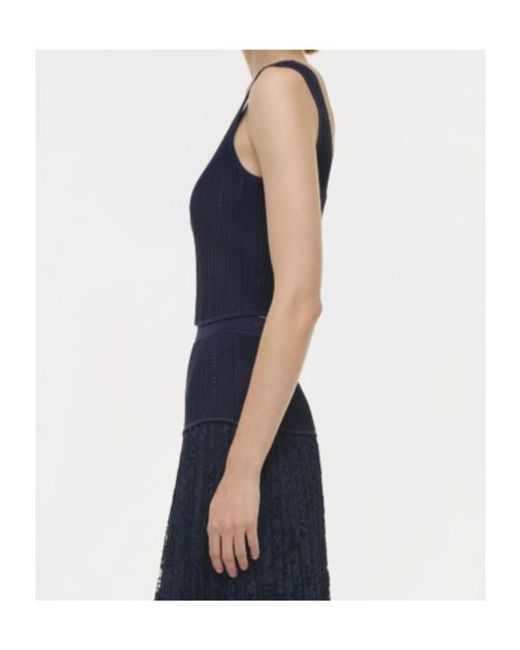 Jonathan Simkhai Blue Rylan Pointelle-Knit Tank Top