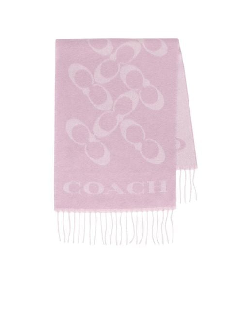 COACH Pink Fringed Scarf