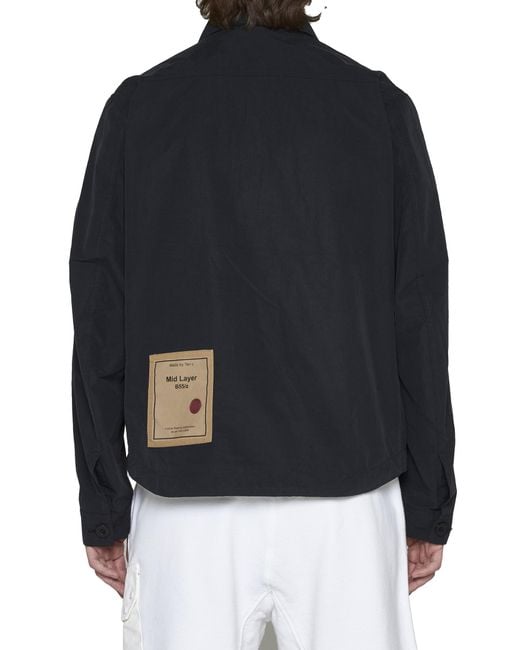 C P Company Blue Logo Patch Zipped Shirt Jacket for men
