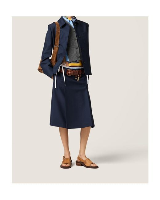 Miu Miu Blue Mohair-Wool Midi Skirt