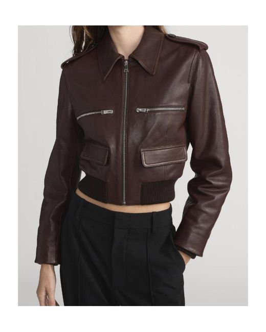 FRAME Brown Long-Sleeved Leather Jacket