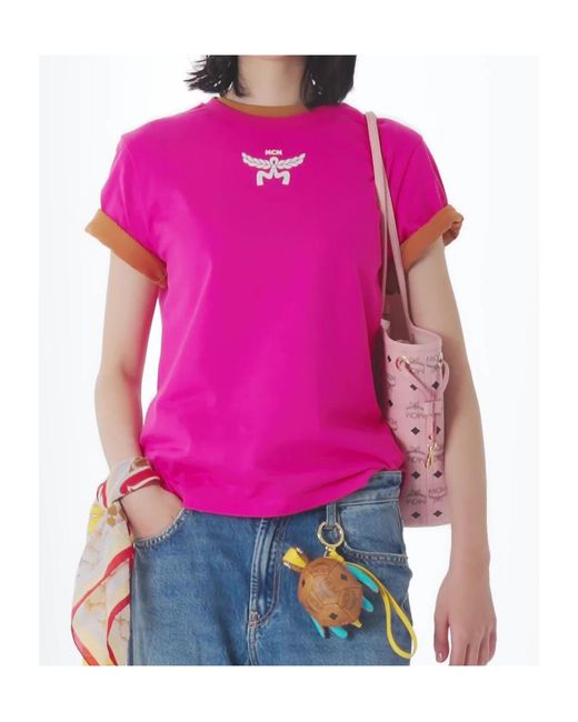 MCM Pink Monogram Printed Drawstring Tote Bag