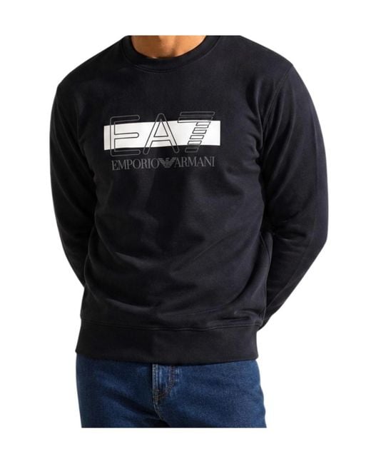 EA7 Blue Crew-Neck Sweatshirt for men