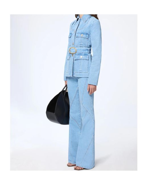 Nina Ricci Blue Saharianne Belted Jacket