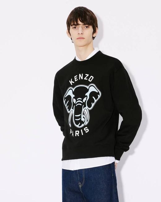 KENZO Black Logo Printed Crewneck Sweatshirt for men