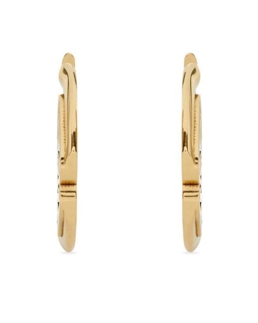 McQueen Metallic Seal-Logo Cut-Out Detailed Hoop Earrings