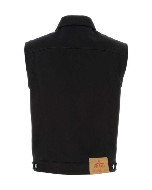Prada Black Sleeveless Denim Jacket for men