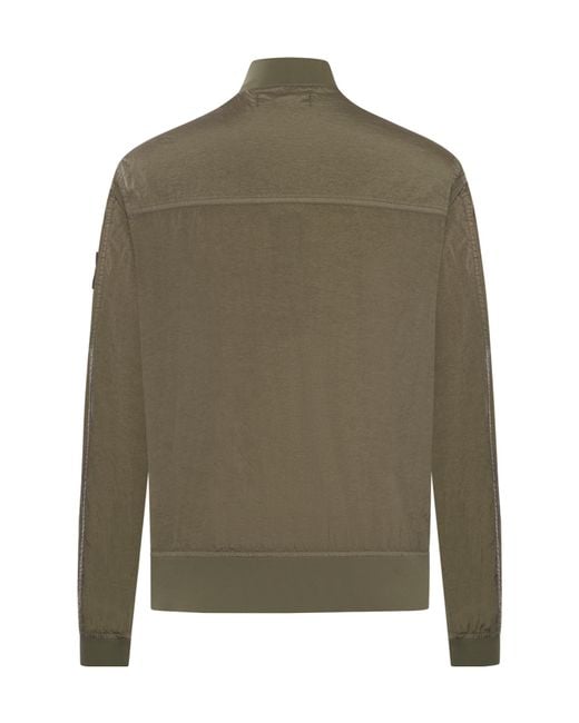Stone Island Green Logo-Patch Zipped Jacket for men