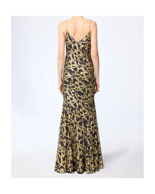 Nina Ricci Metallic Marbled-Motif Silk Maxi Dress