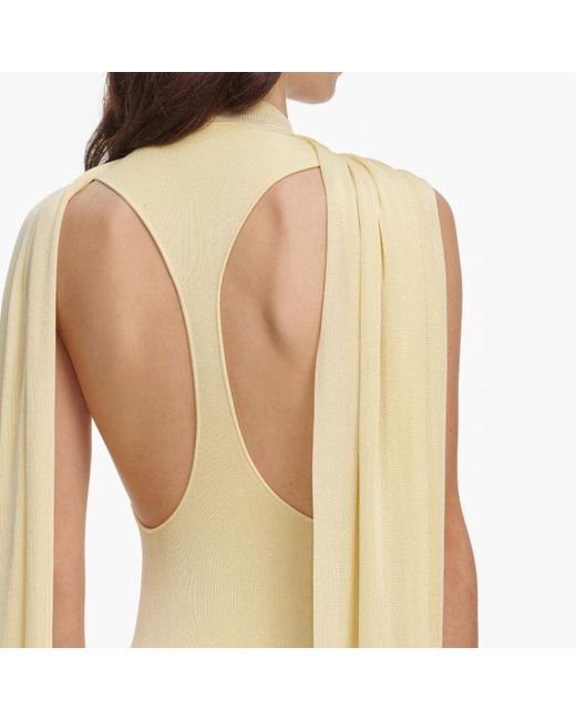 Self-Portrait Natural Viscose Knit Scarf Maxi Dress