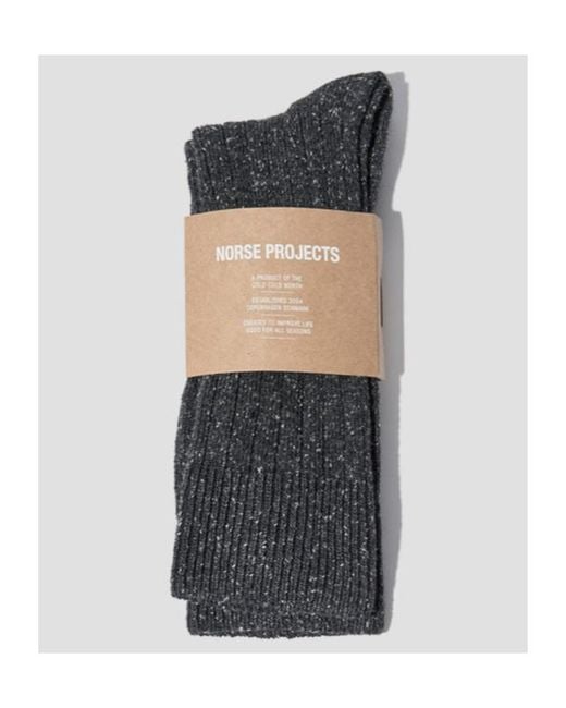 Norse Projects Black Wool Blend Ribbed Socks for men