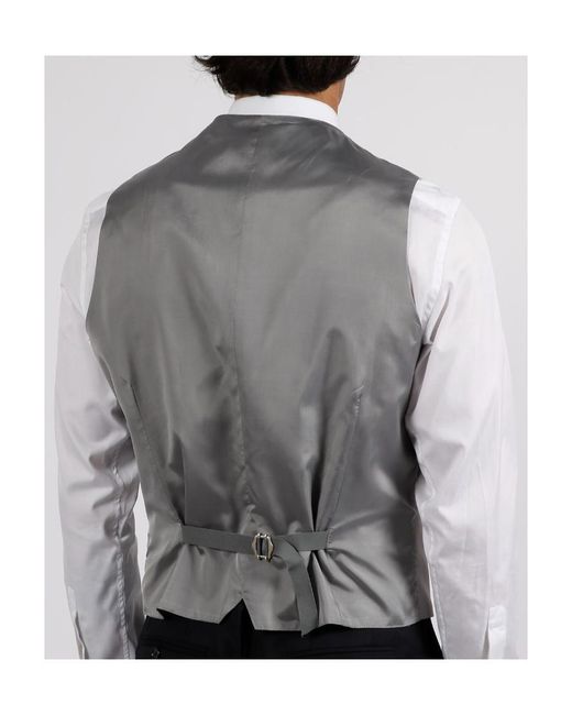 Tagliatore Gray V-Neck Bottoned Waistcoat for men