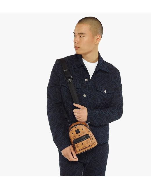 MCM Natural Stark Monogram Print Zipped Backpack for men