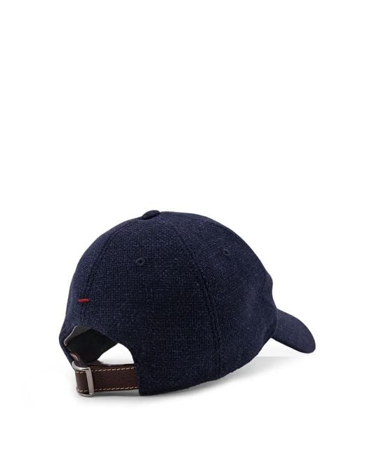 Brunello Cucinelli Blue Curved Brim Baseball Cap for men