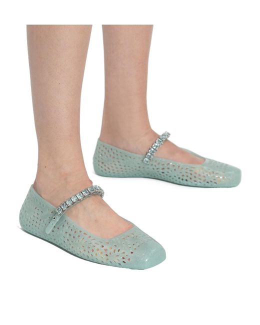 Jimmy Choo Green Round-Toed Ballet Shoes
