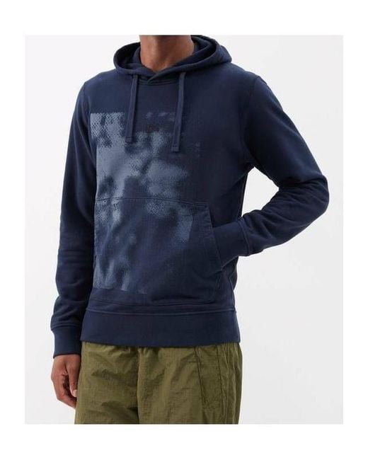 Stone Island Blue Long-Sleeved Hooded Sweatshirt for men