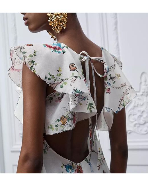 Dior White Iviera Long Ruffled Dress