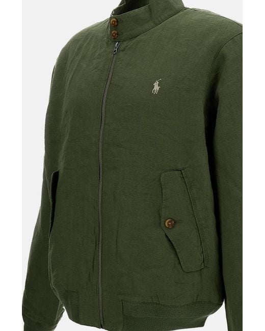 Polo Ralph Lauren Green Wind Brkr Lino Zip Jacket for men