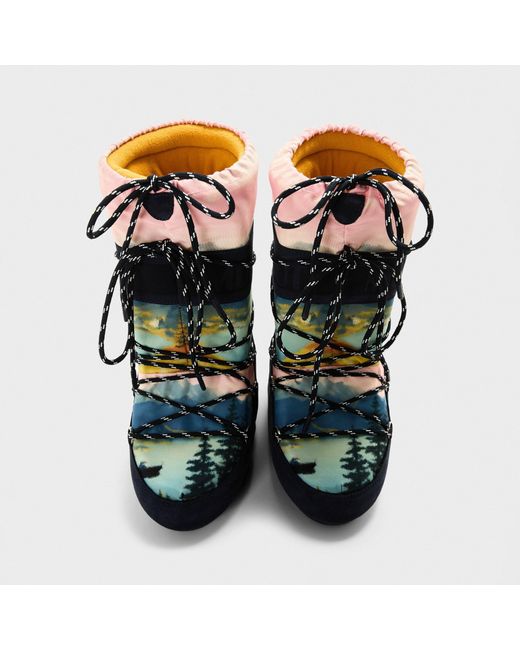 Moon Boot Blue Printed Ankle Boots