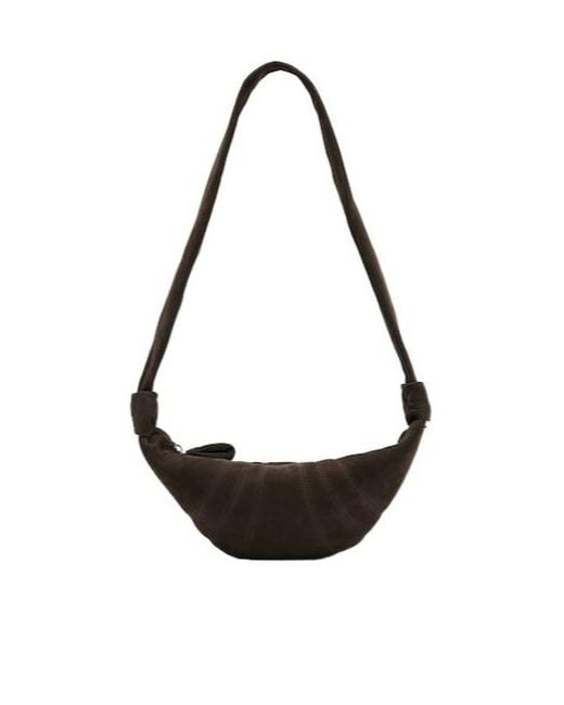 Lemaire Black Dark Suede Crescent Crossbody Bag