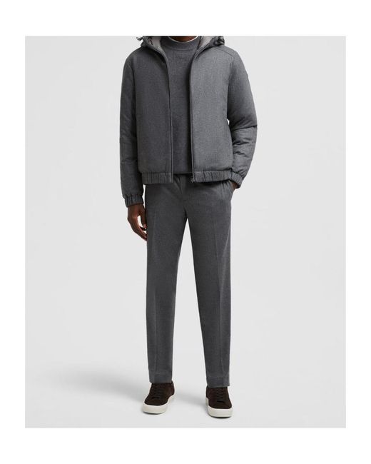 Moncler Gray Zip-Up Hooded Jacket for men