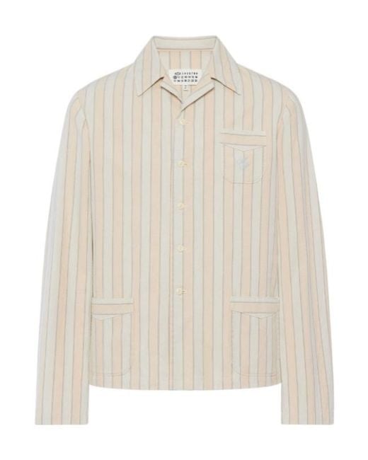 Maison Margiela White Cotton Striped Shirt for men