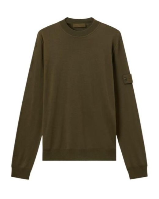 Stone Island Green Logo-Patch Long-Sleeve Sweater for men