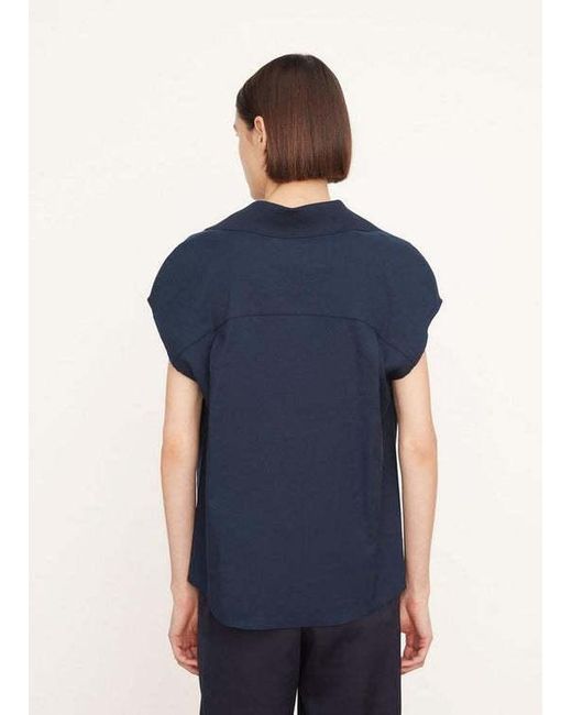 Vince Blue Cap-Sleeve Polo Shirt