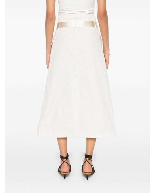 Helmut Lang White Front Slit Skirt