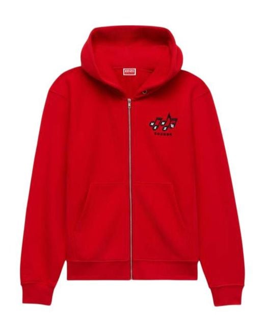 KENZO Red Sounds' Zip Up Hoodie for men