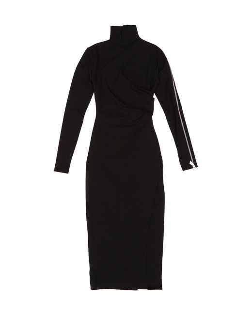 The Attico Black The High Neck Zip Detailed Dress