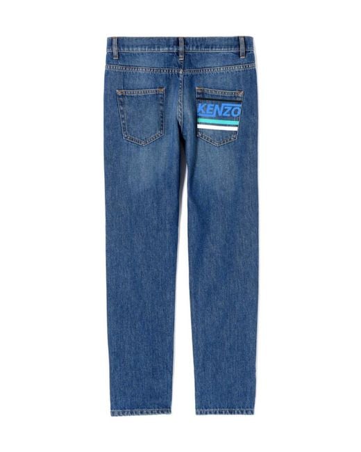 KENZO Blue Logo Straight Jeans