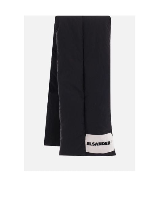 Jil Sander Black Logo-Patch Padded Scarf