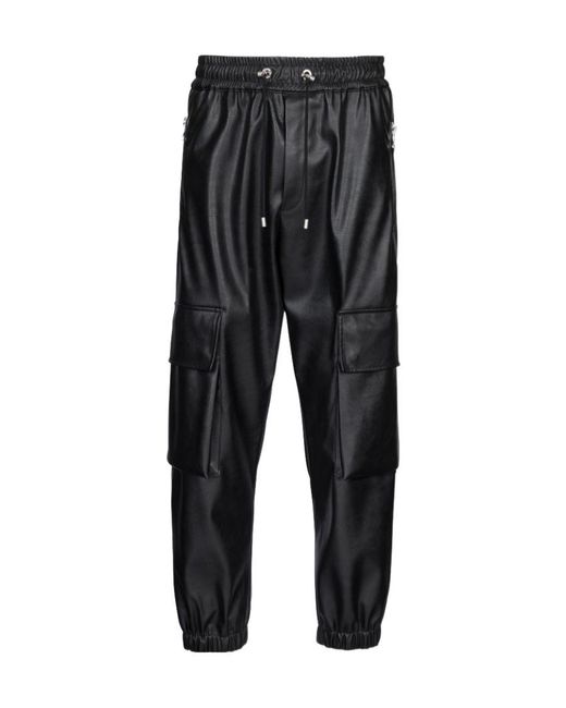 Balmain Black Faux Leather Cargo Trousers for men