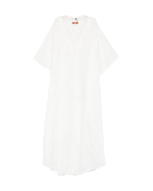 Ermanno Scervino White V-Neck Kaftan